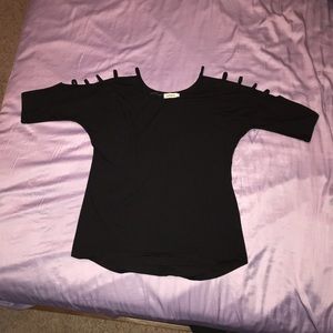 Black Cutout Sleeve Sweater Top